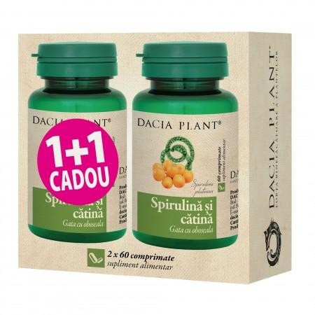 Spirulina si Catina Dacia Plant 60+60 comprimate (Concentratie: 500 mg)