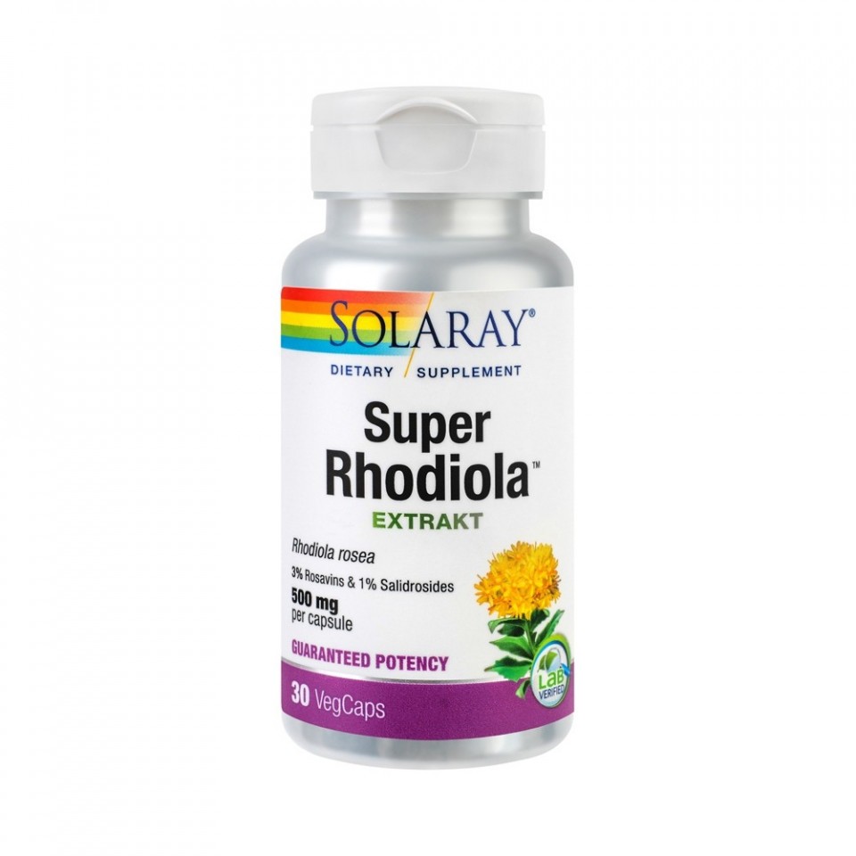 Super Rhodiola 500 mg SECOM Solaray 30 capsule (Concentratie: 500 mg)