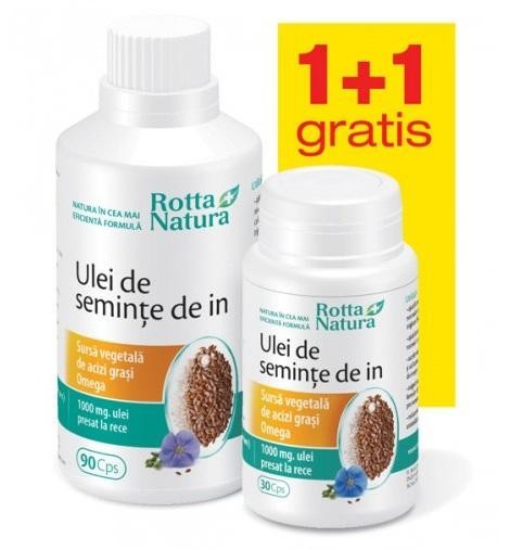 Ulei de seminte de in Rotta Natura capsule (Concentratie: 1000 mg, Ambalaj: 90+30 capsule)