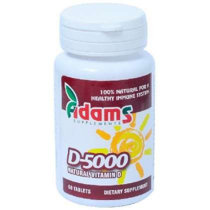 Vitamina D Naturala 5000 UI Adams Vision (TIP PRODUS: Suplimente alimentare, Cantitate: 30 tablete, Concentratie: 5000 UI)