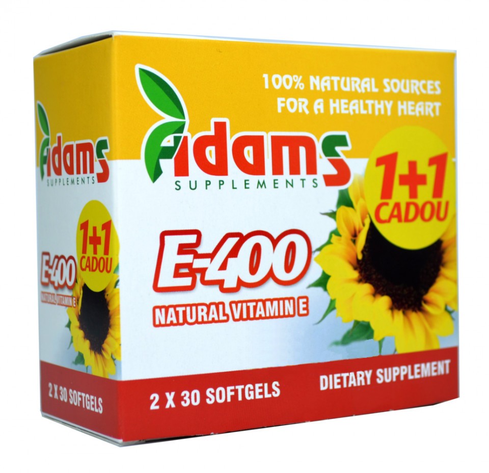Vitamina E 400 Naturala Adams Vision (Concentratie: 400 mg, Ambalaj: 30+30 capsule)