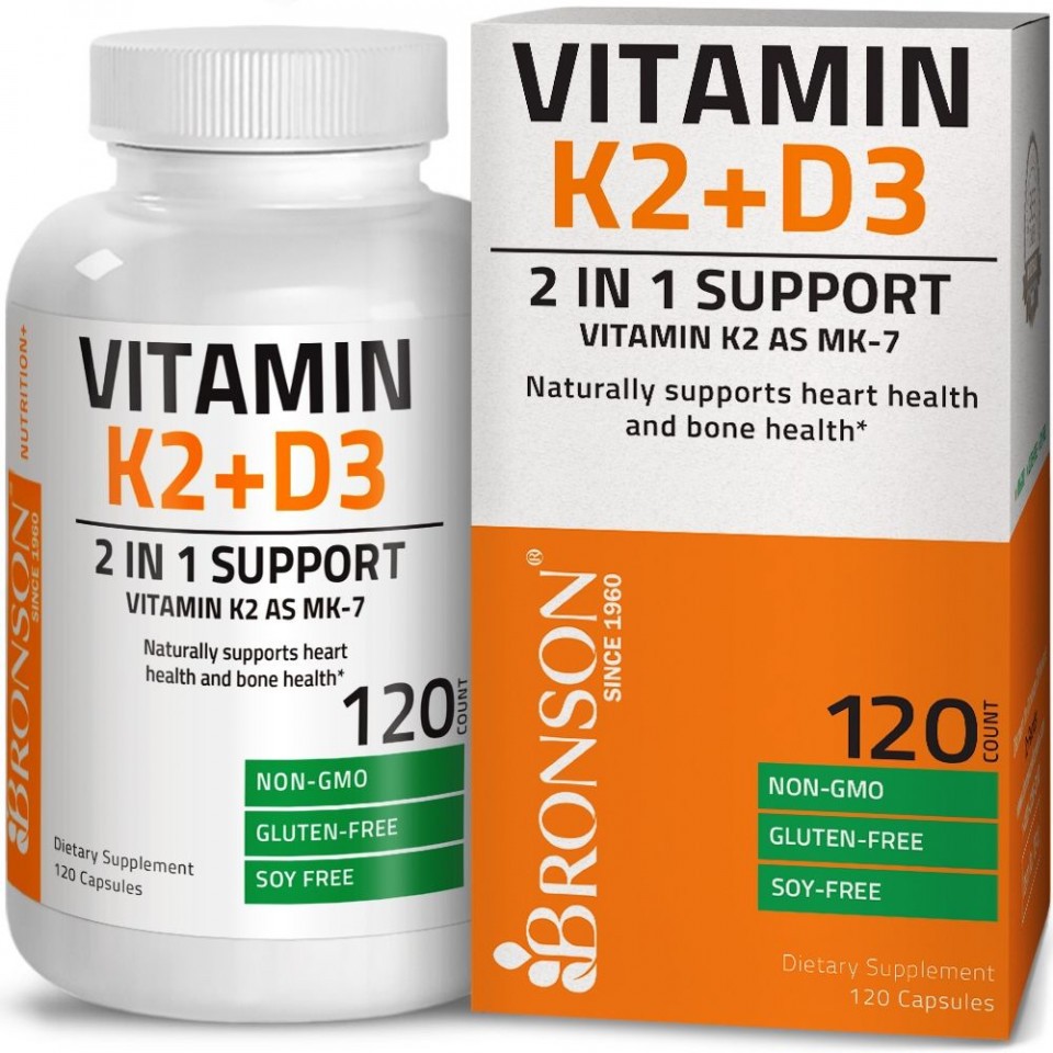 Vitamina K2 + Vitamina D3 120 capsule Bronson (Concentratie: 120 capsule)