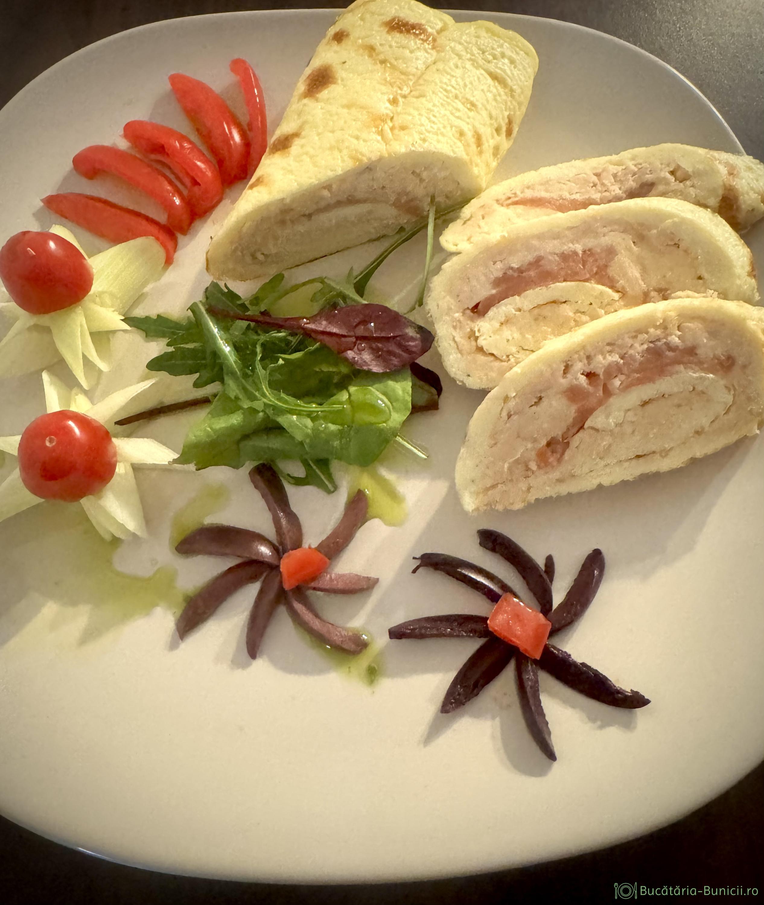 Rulada dietetică cu somon afumat